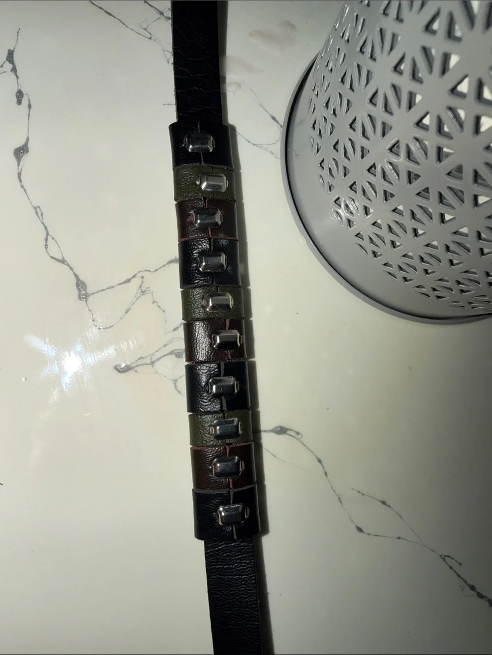 paparazzi Black Bracelet with Brown and Olive Accent Stripes